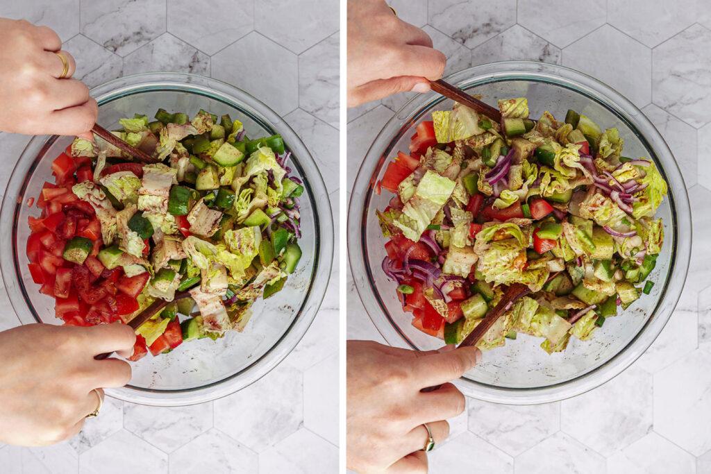 Fattoush salad steps